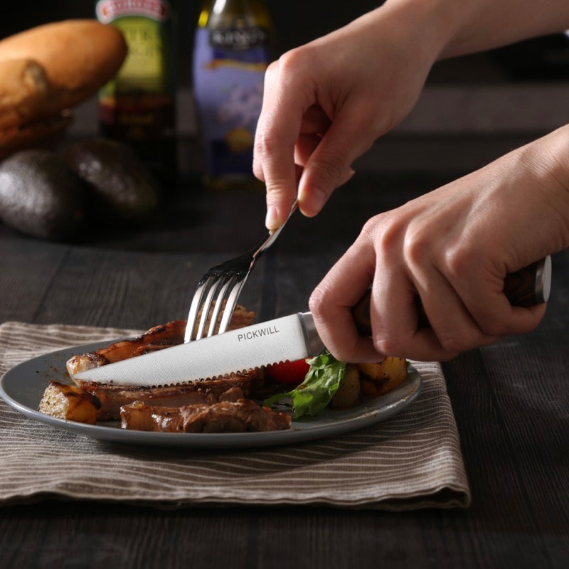 8-Piece Steak Knife Set with Pakkawood Handle - pickwillstore