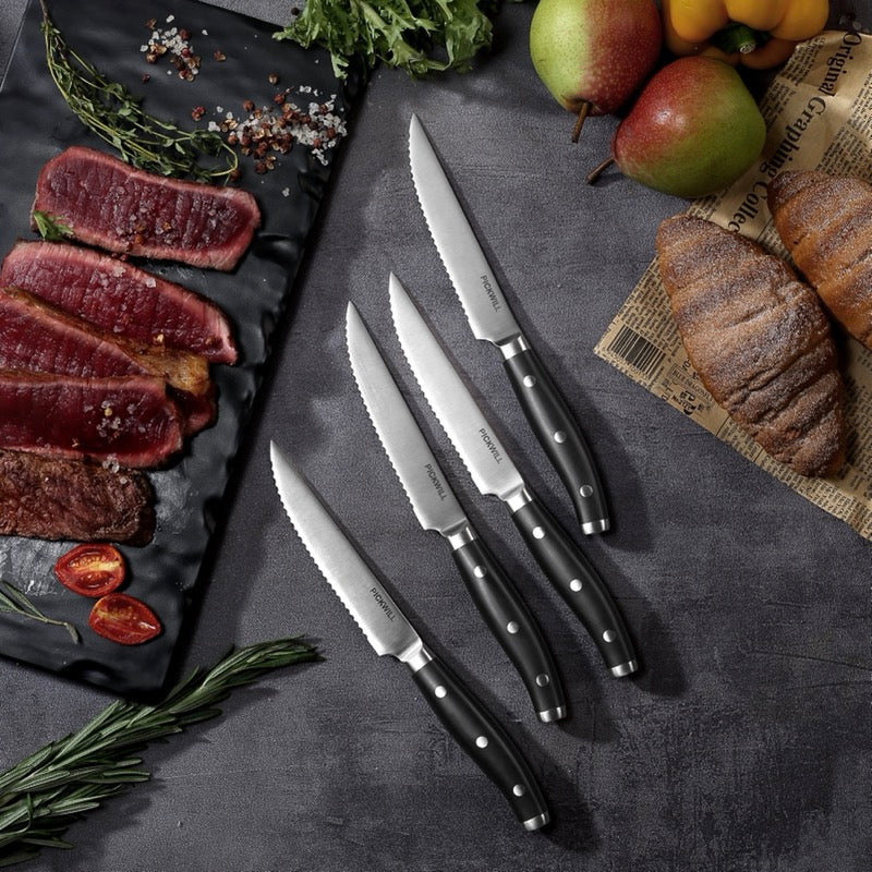 GPED Steak Knives Set of 8, 4.5-inch Serrated Steak Knife Set, Ultra Sharp  Stainless Steel Triple Rivet Collection Kitchen Steak Knife Set, Non-Stick